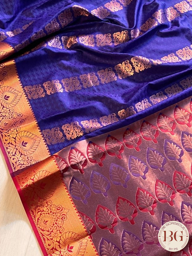 SILK SAREE WITH BODY KODI DESIGN COPPER BLUE