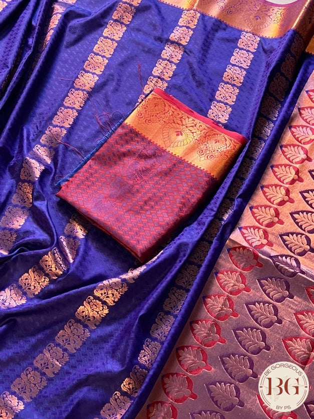 SILK SAREE WITH BODY KODI DESIGN COPPER BLUE