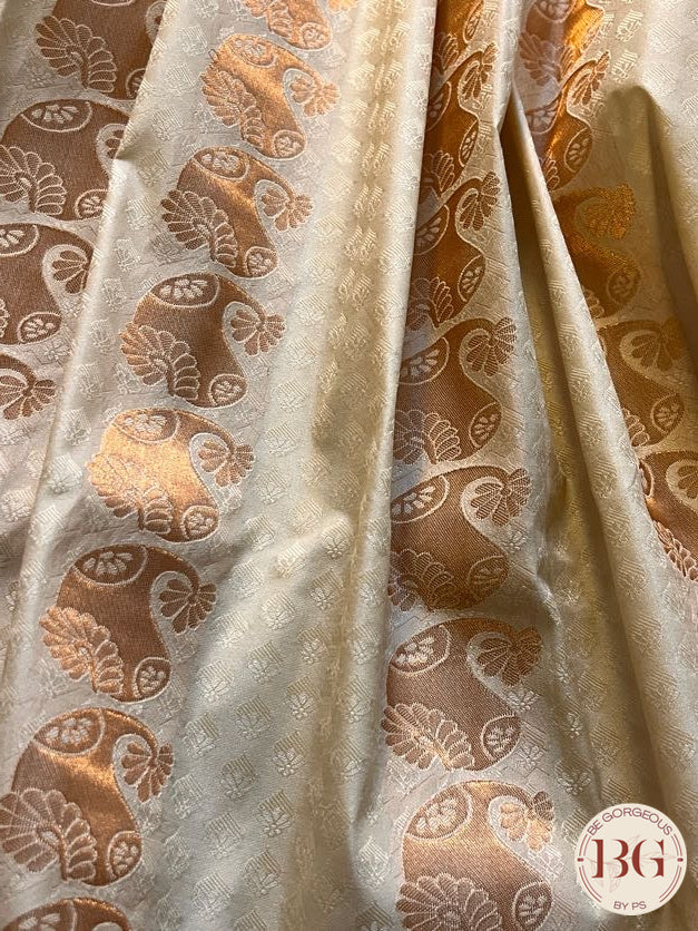 SILK SAREE WITH BODY KODI DESIGN COPPER CREAM WITH PINK BORDER AND PALLU