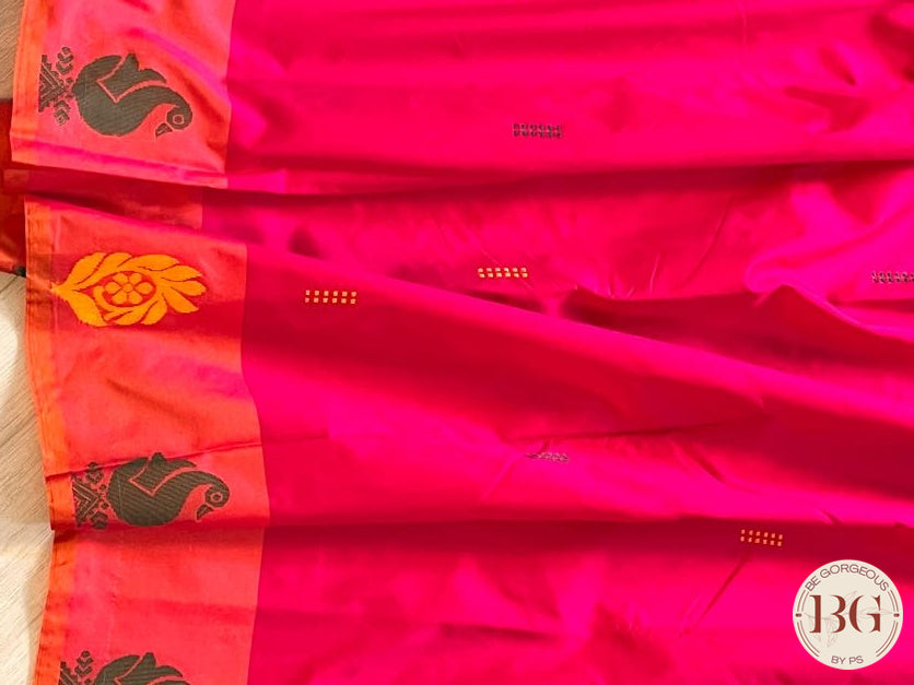 SOFT SILK THREAD WORK SAREE PINK