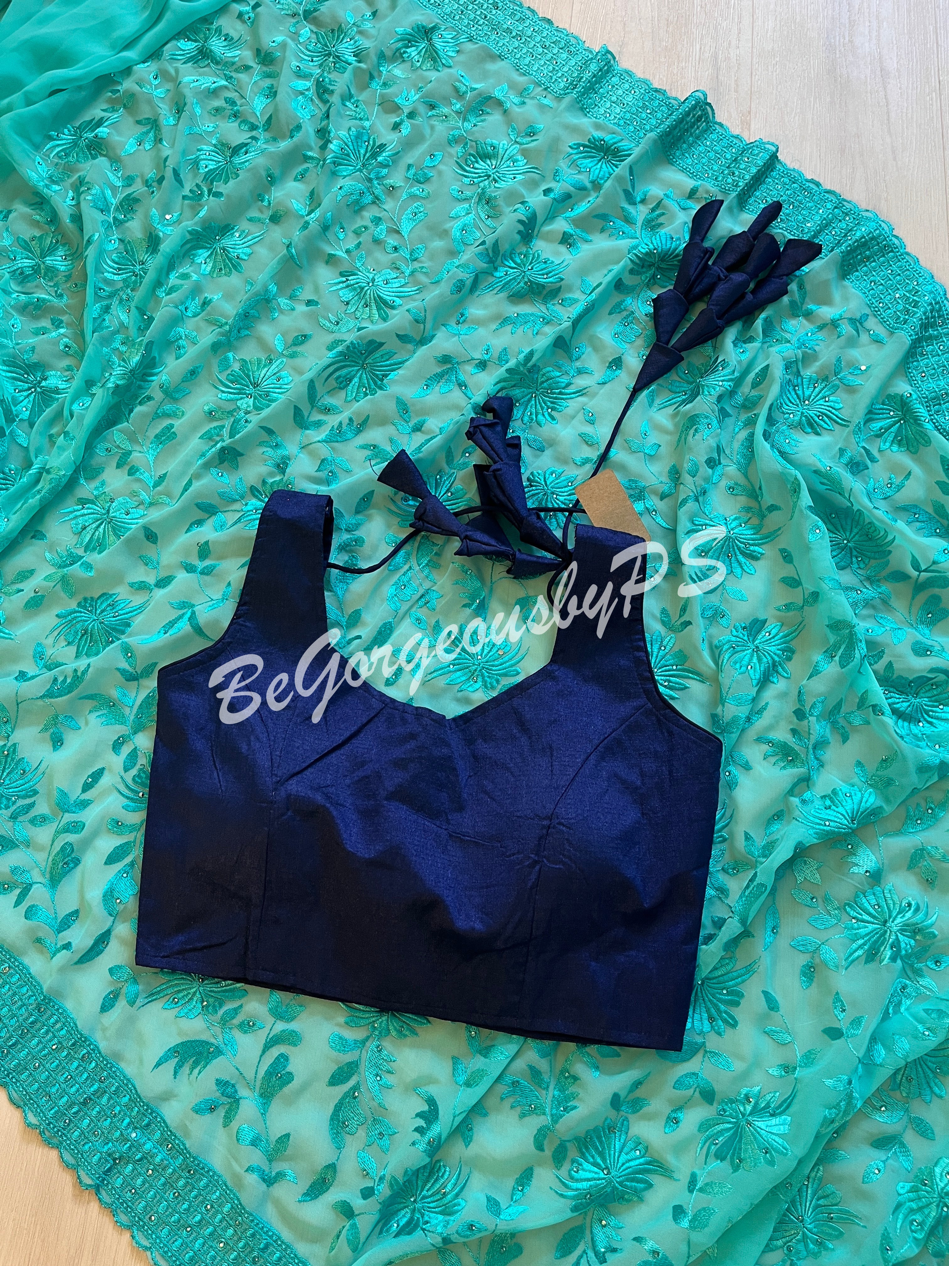 EMBROIDERY GEORGETTE Blue Saree