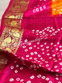 BANDHEJ PRINTED SOFT SILK SAREE ORANGE PINK