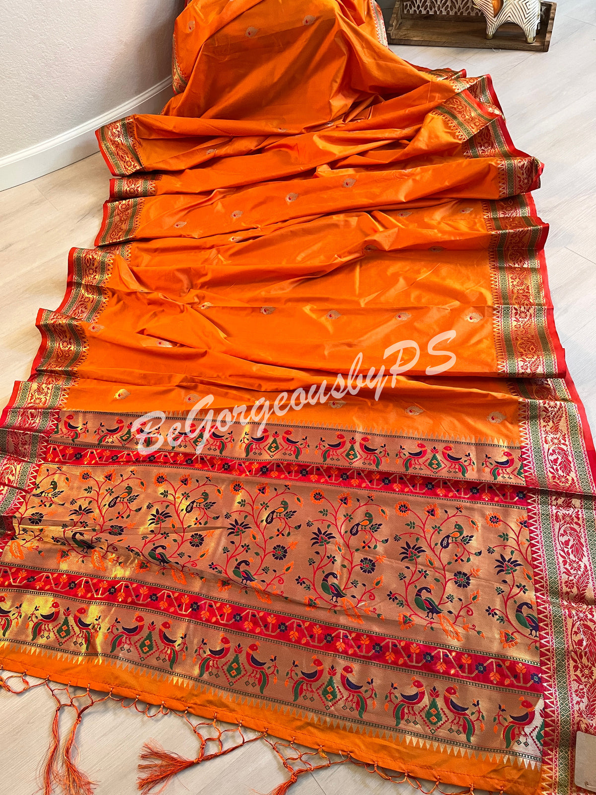 SILK SAREE PAITHANI PEACOCK BORDER YELLOW