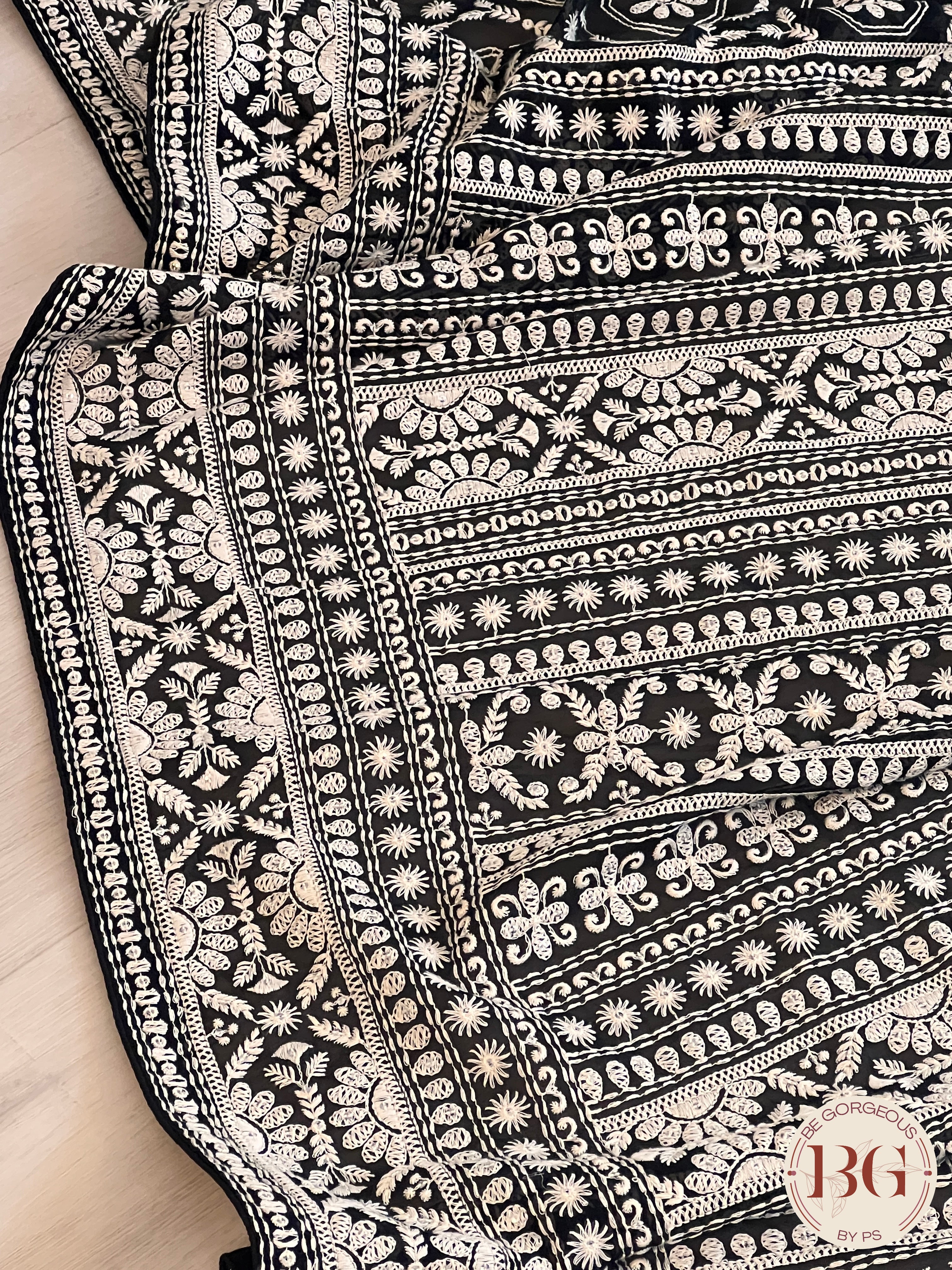 Chikankari with sequin Black Geometrical