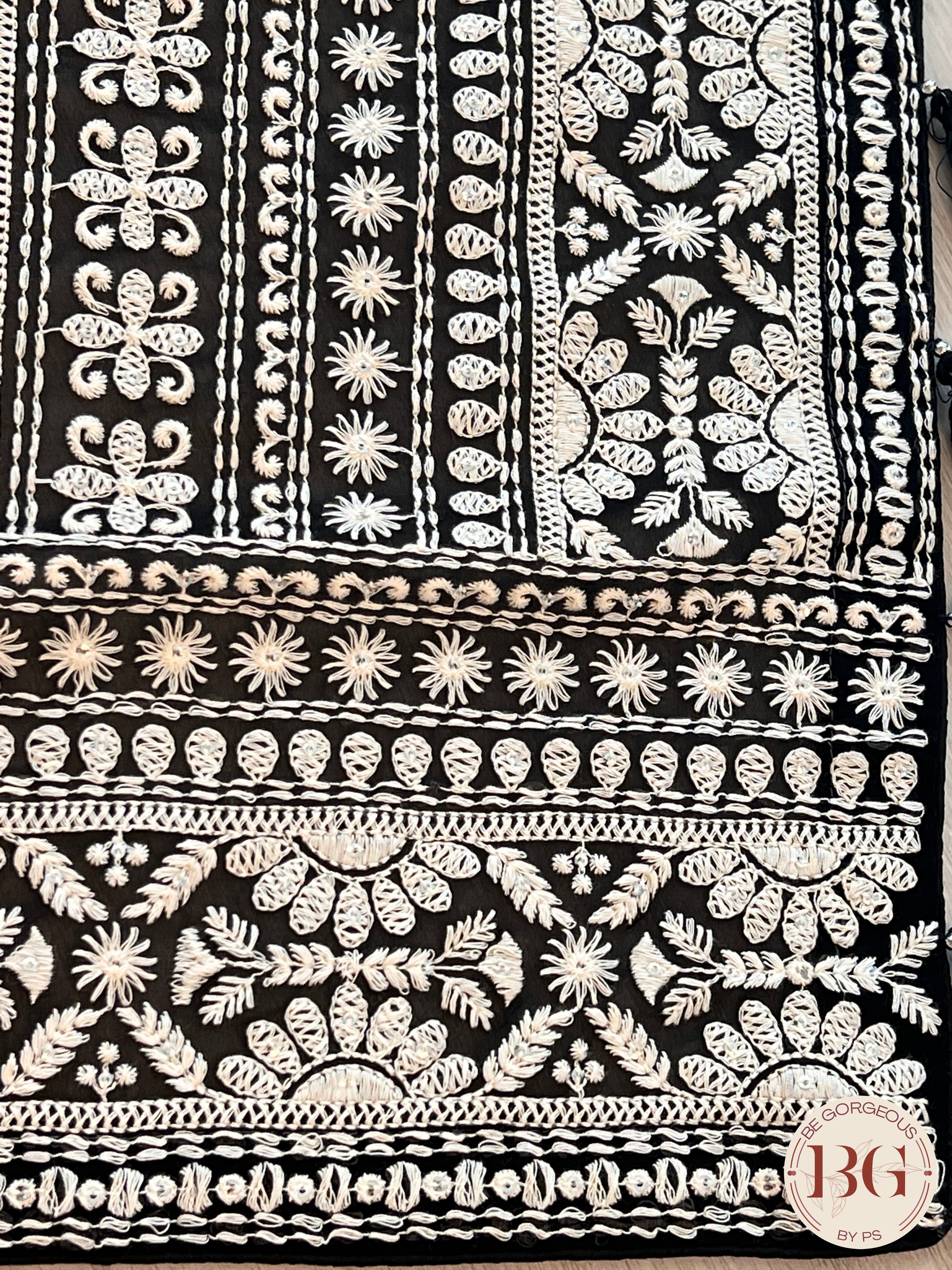 Chikankari with sequin Black Geometrical