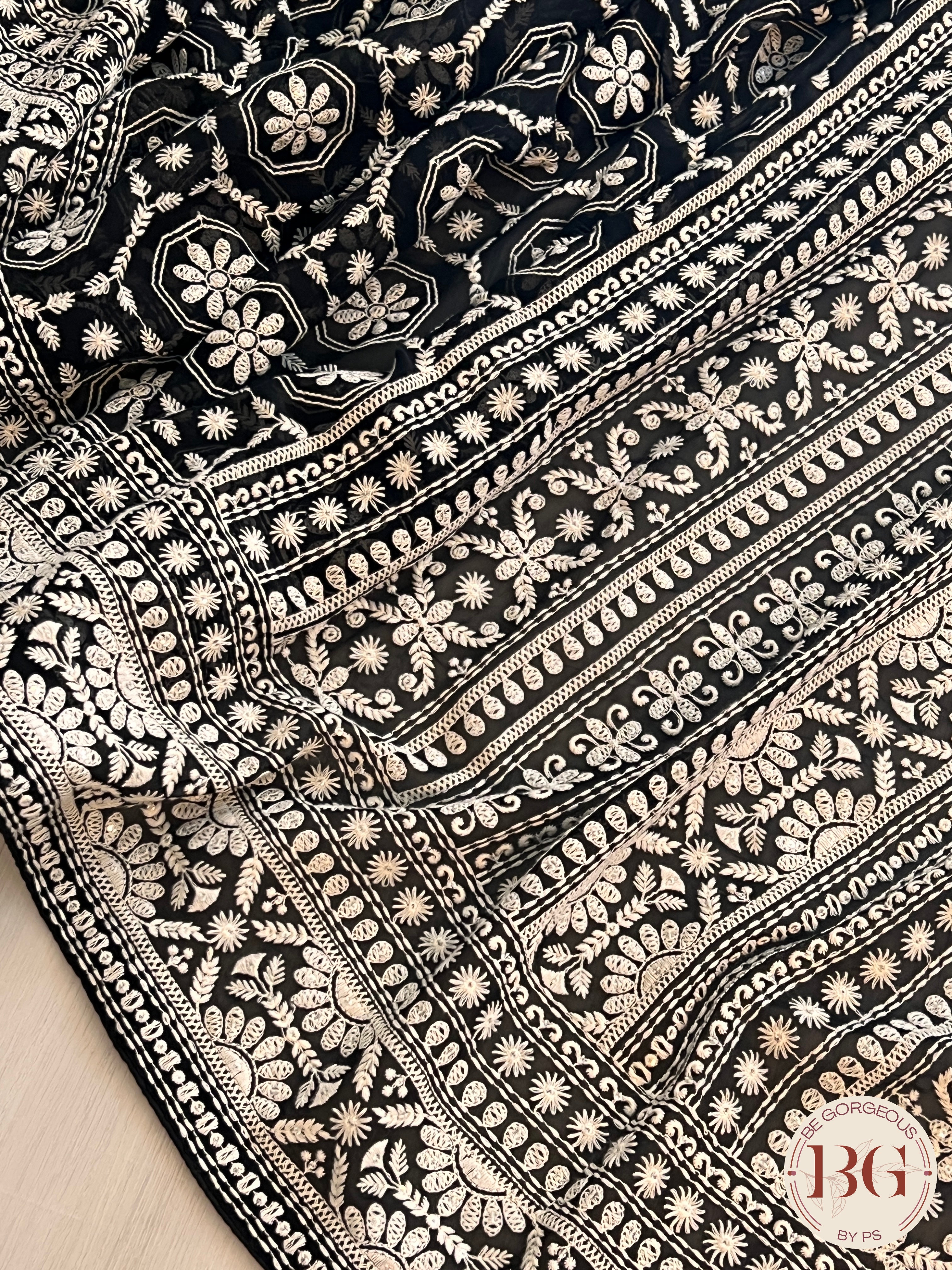 Chikankari with sequin Black Geometrical