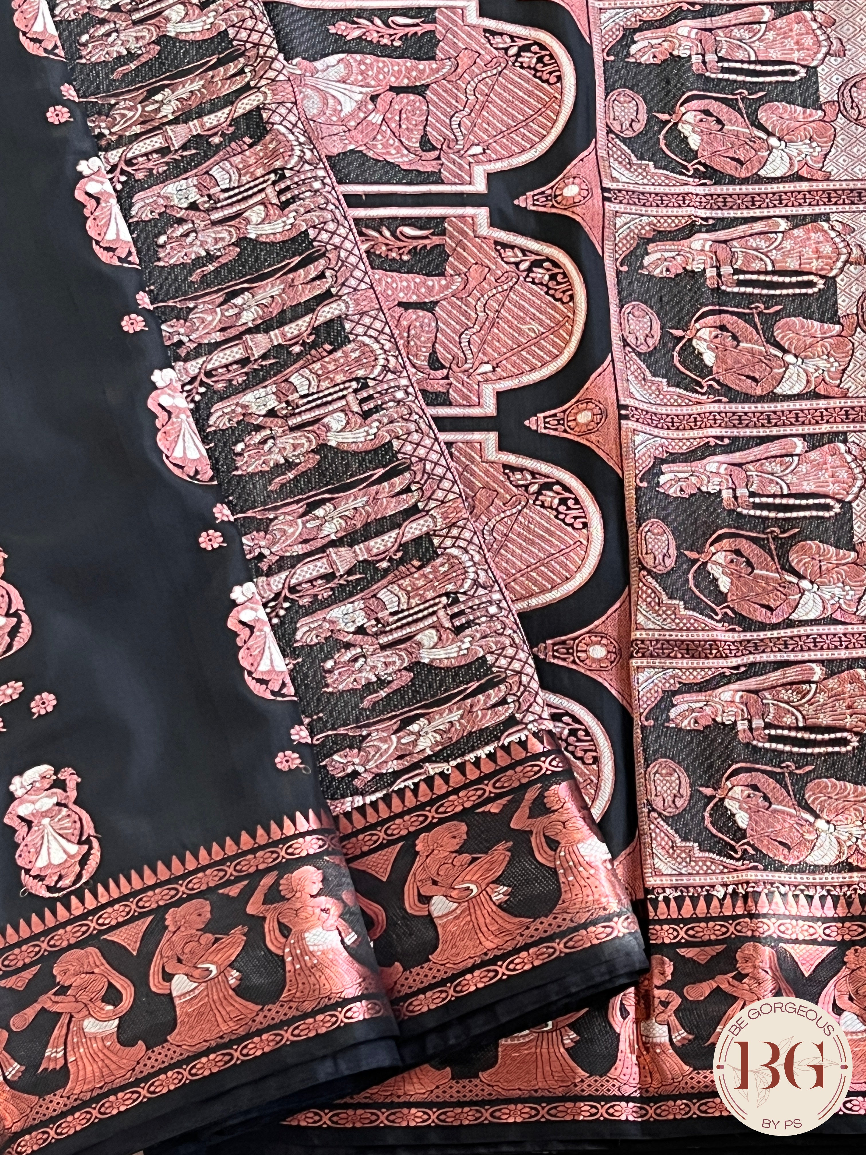 Pure Silk Baluchari Saree - Black