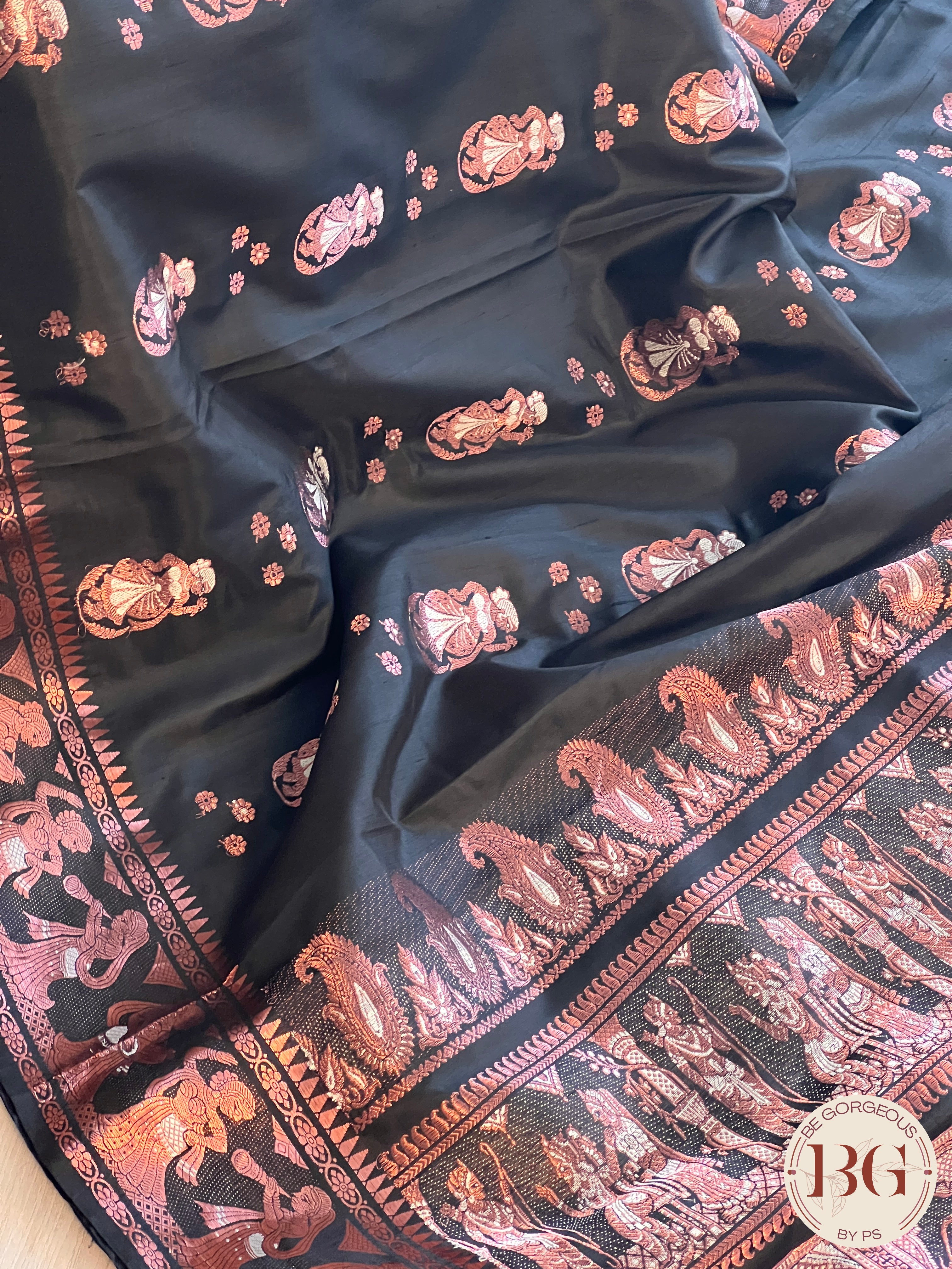 Pure Silk Baluchari Saree - Black