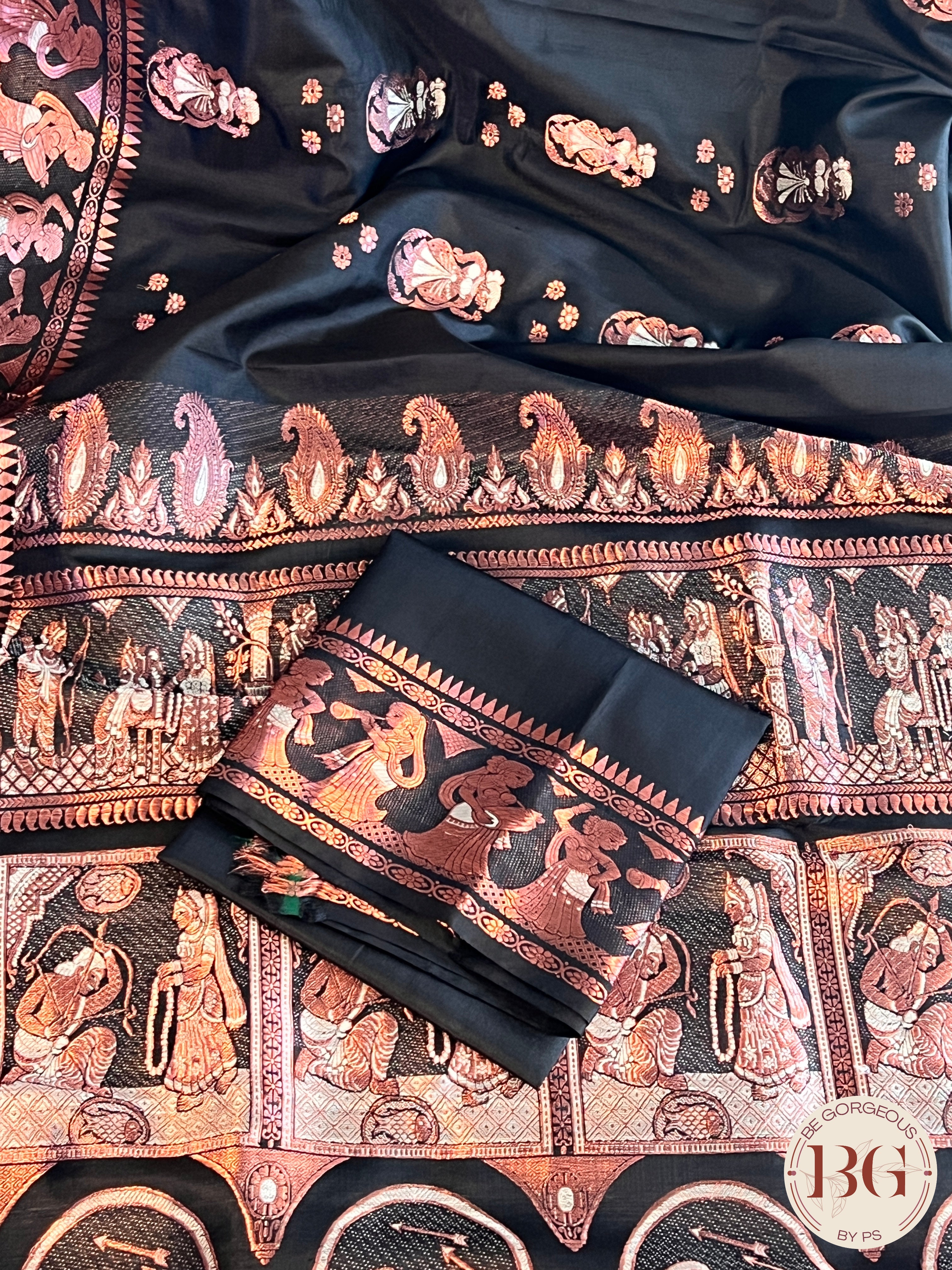 Pure Silk Baluchari Saree - Black