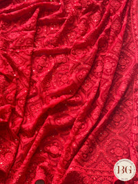 Chikankari with sequin Red1