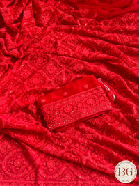 Chikankari with sequin Red1