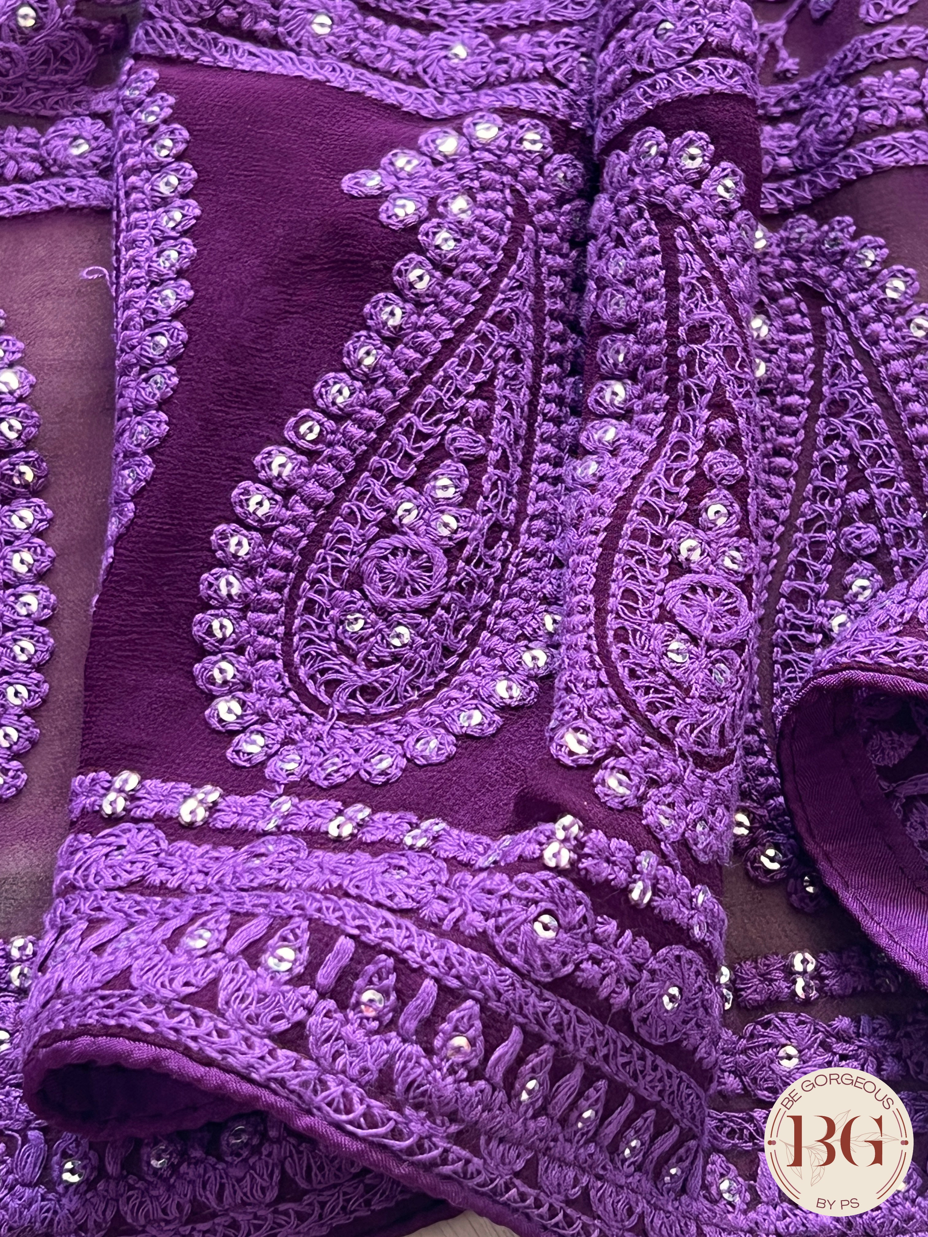 Chikankari with sequin Purple