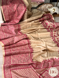 Kantha on tussar Pink Beige