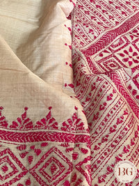 Kantha on tussar Pink Beige