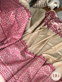 Kantha on tussar Pink Beige