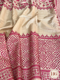 Kantha on tussar Pink Beige