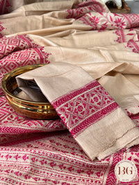 Kantha on tussar Pink Beige