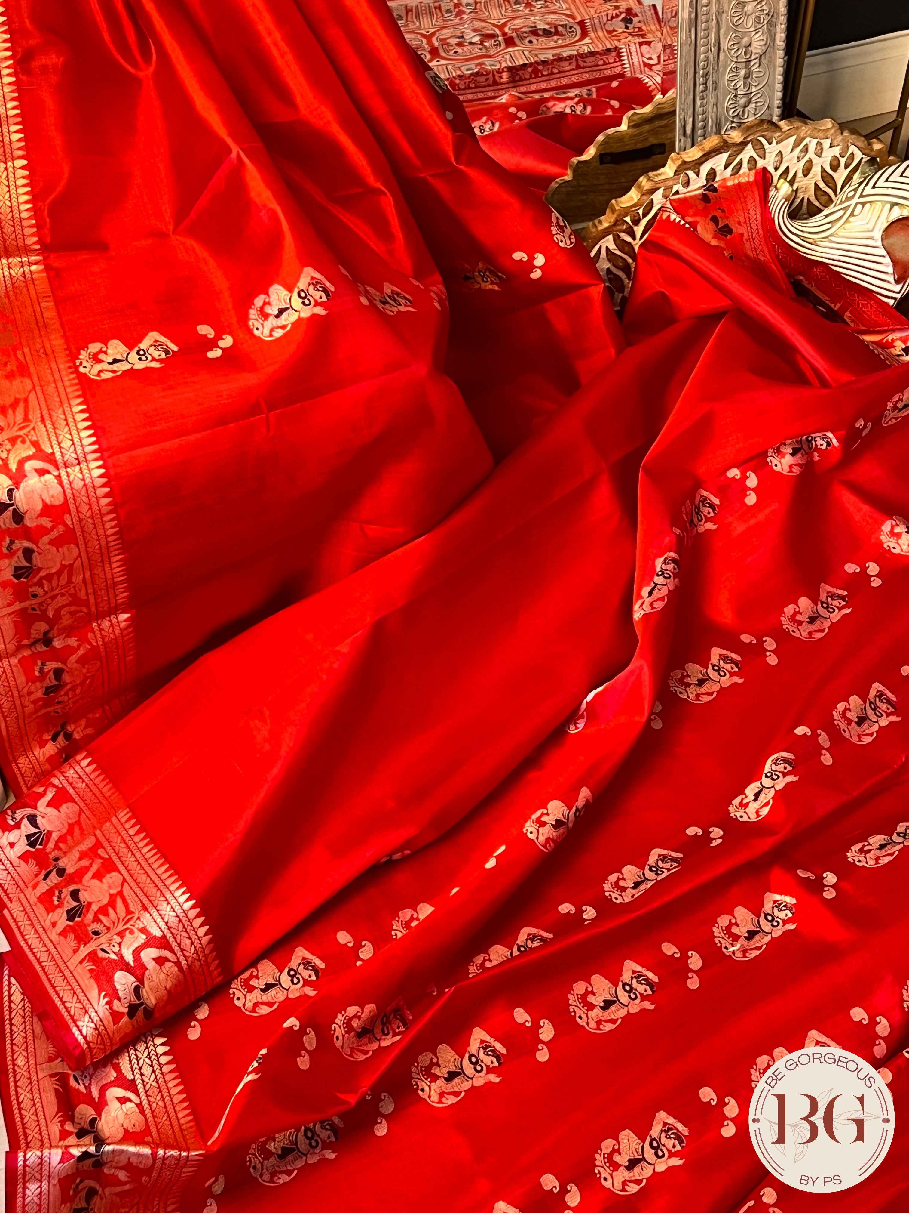 Pure Silk Baluchari Red