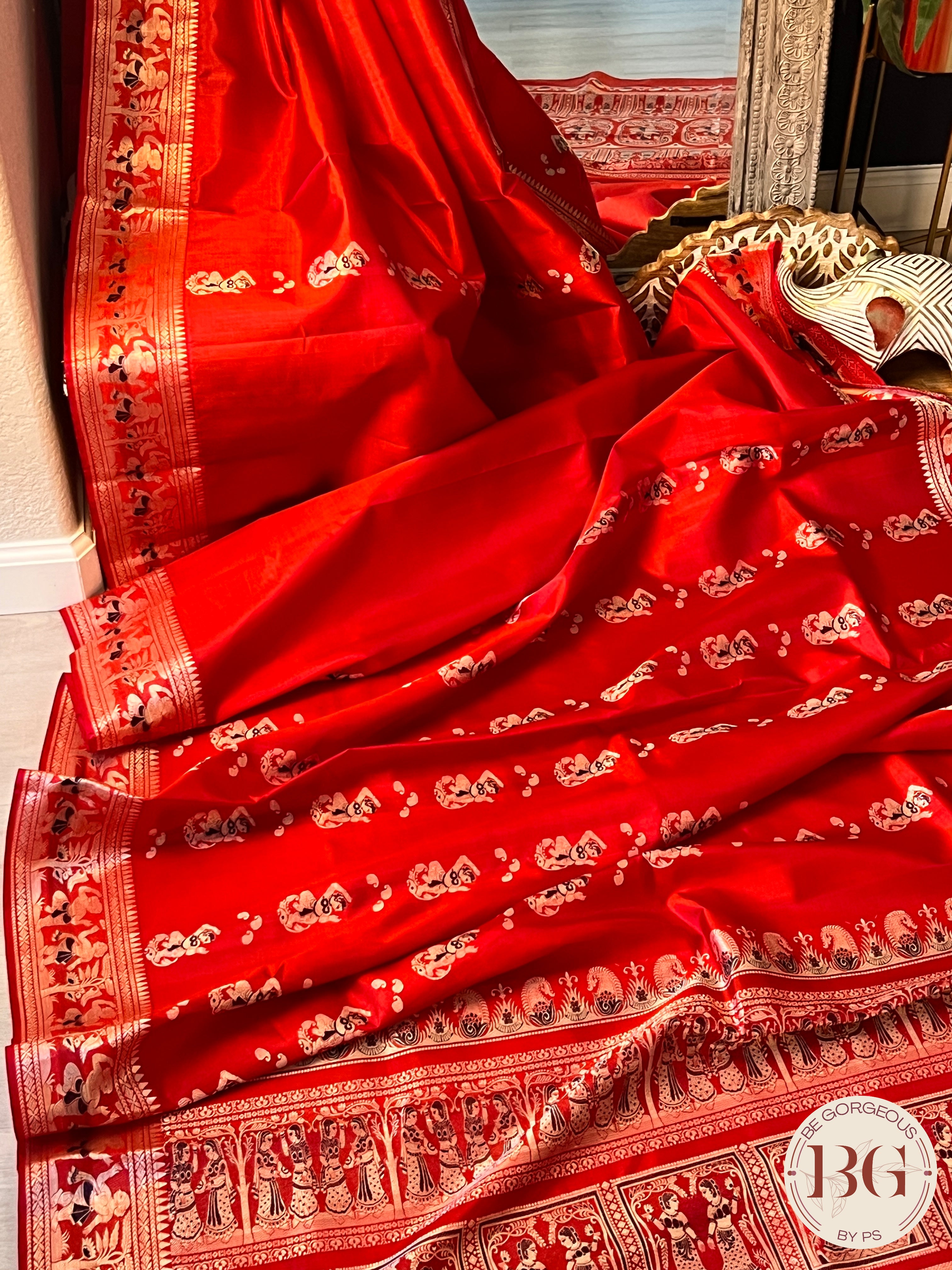 Pure Silk Baluchari Red