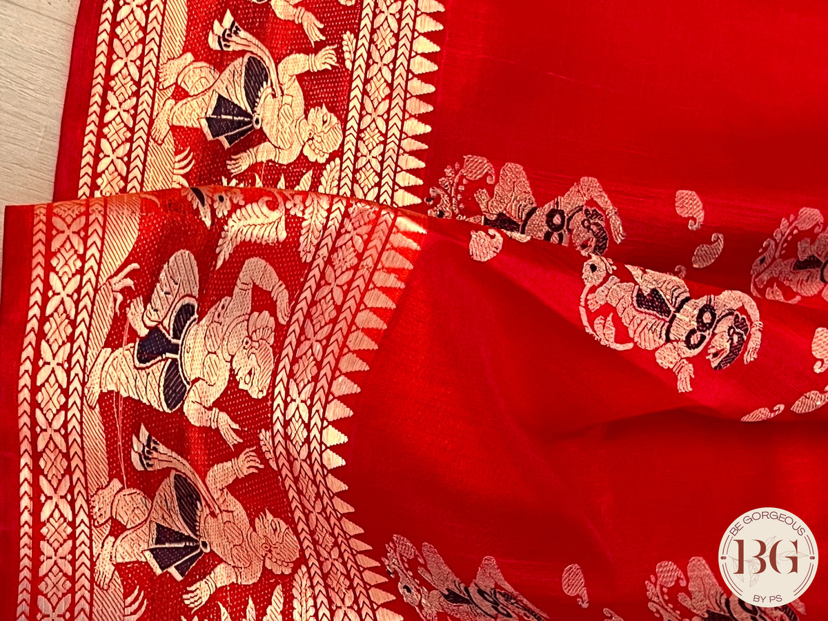 Pure Silk Baluchari Red