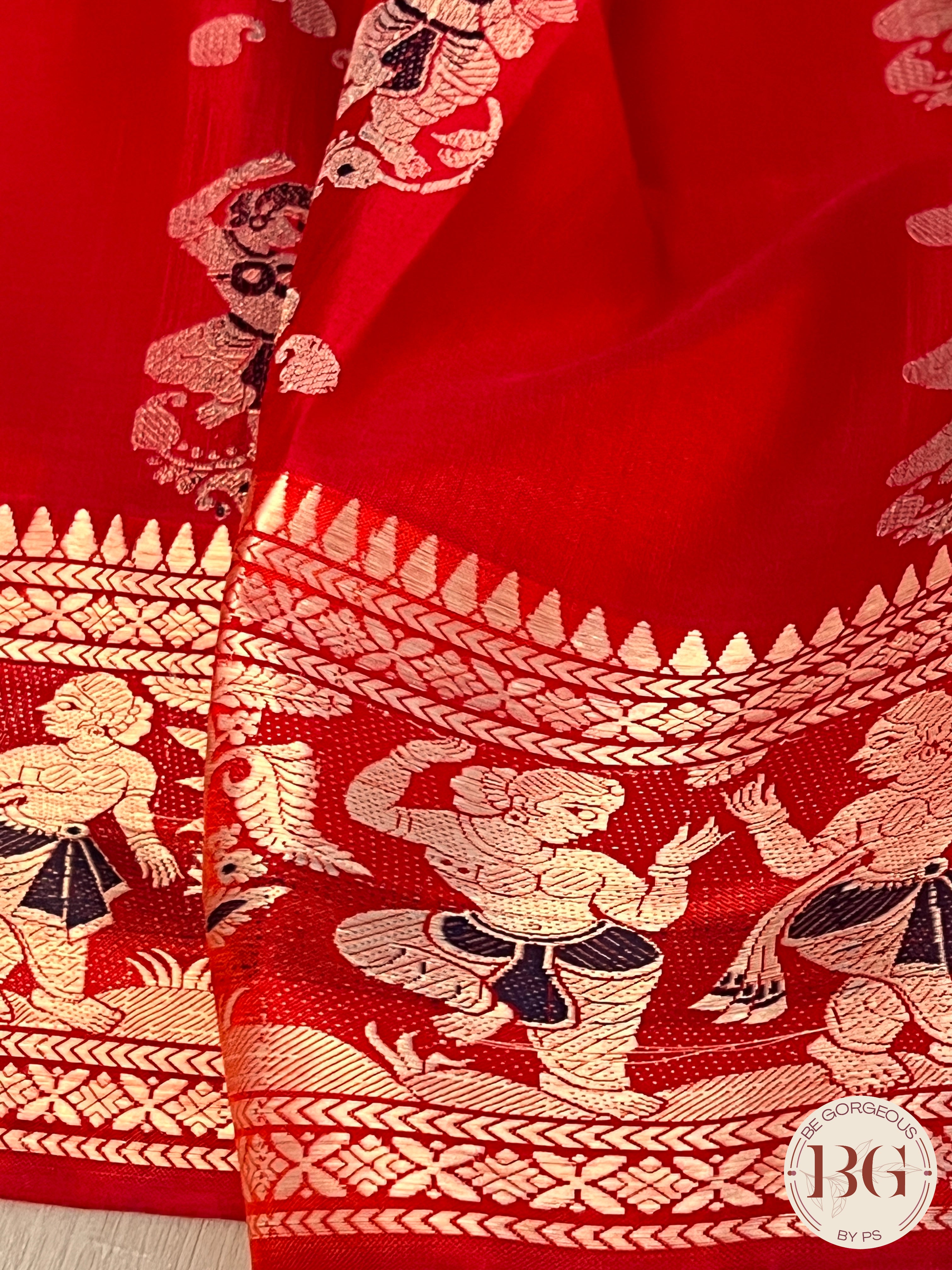 Pure Silk Baluchari Red