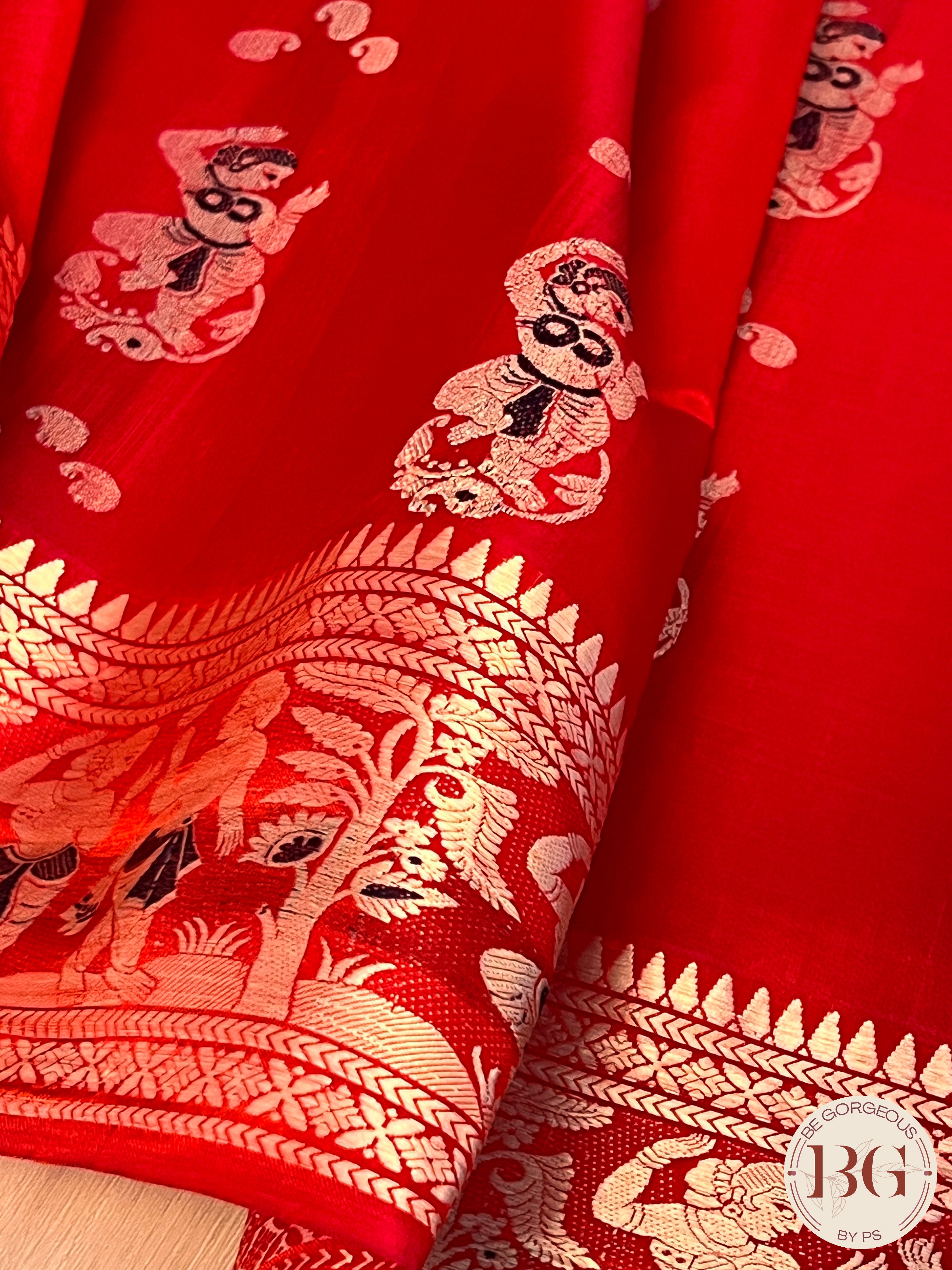 Pure Silk Baluchari Red