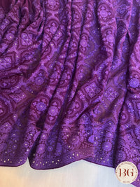 Chikankari with flowers and sequin Purple