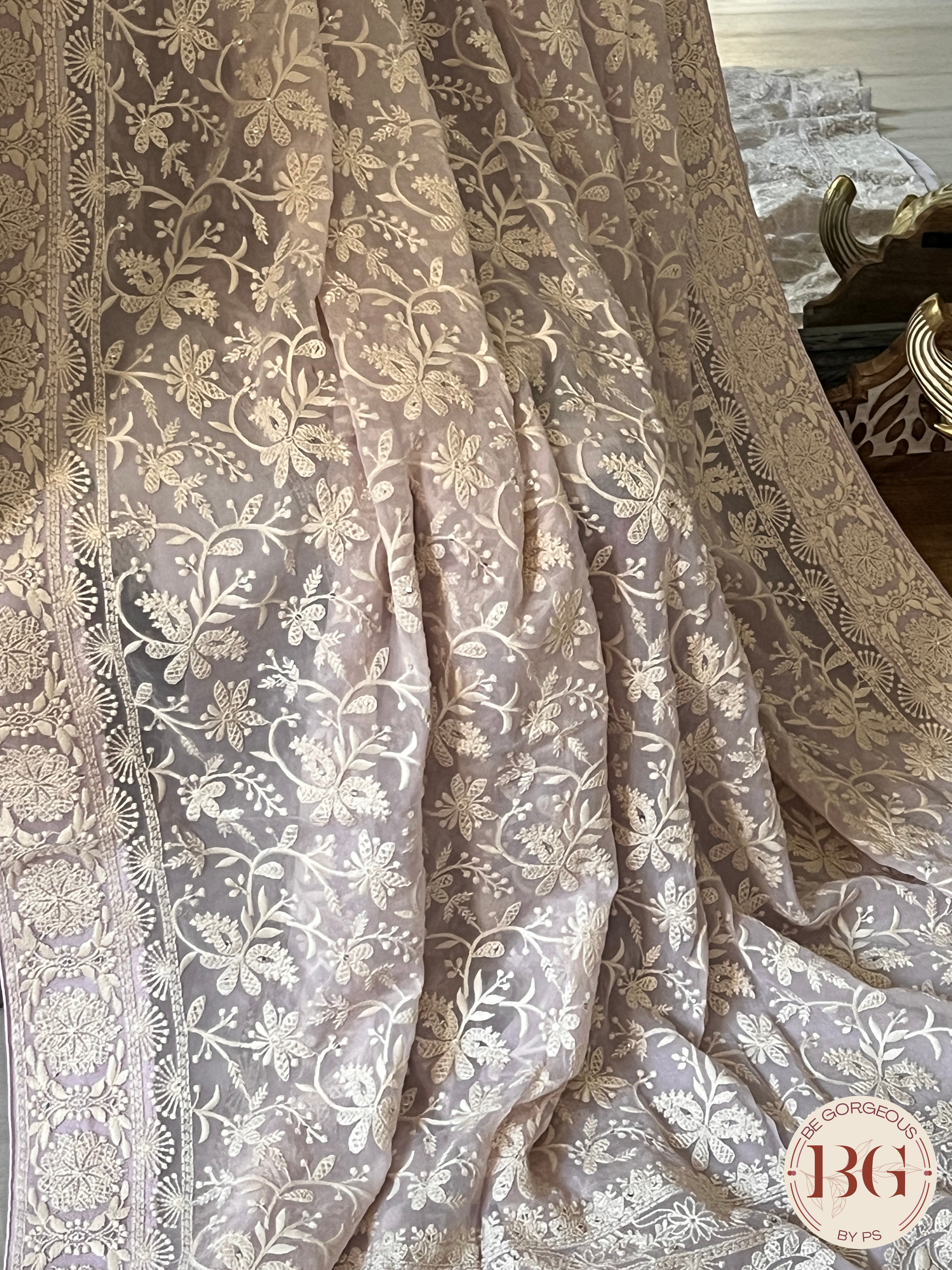 Chikankari with sequin Lavendar