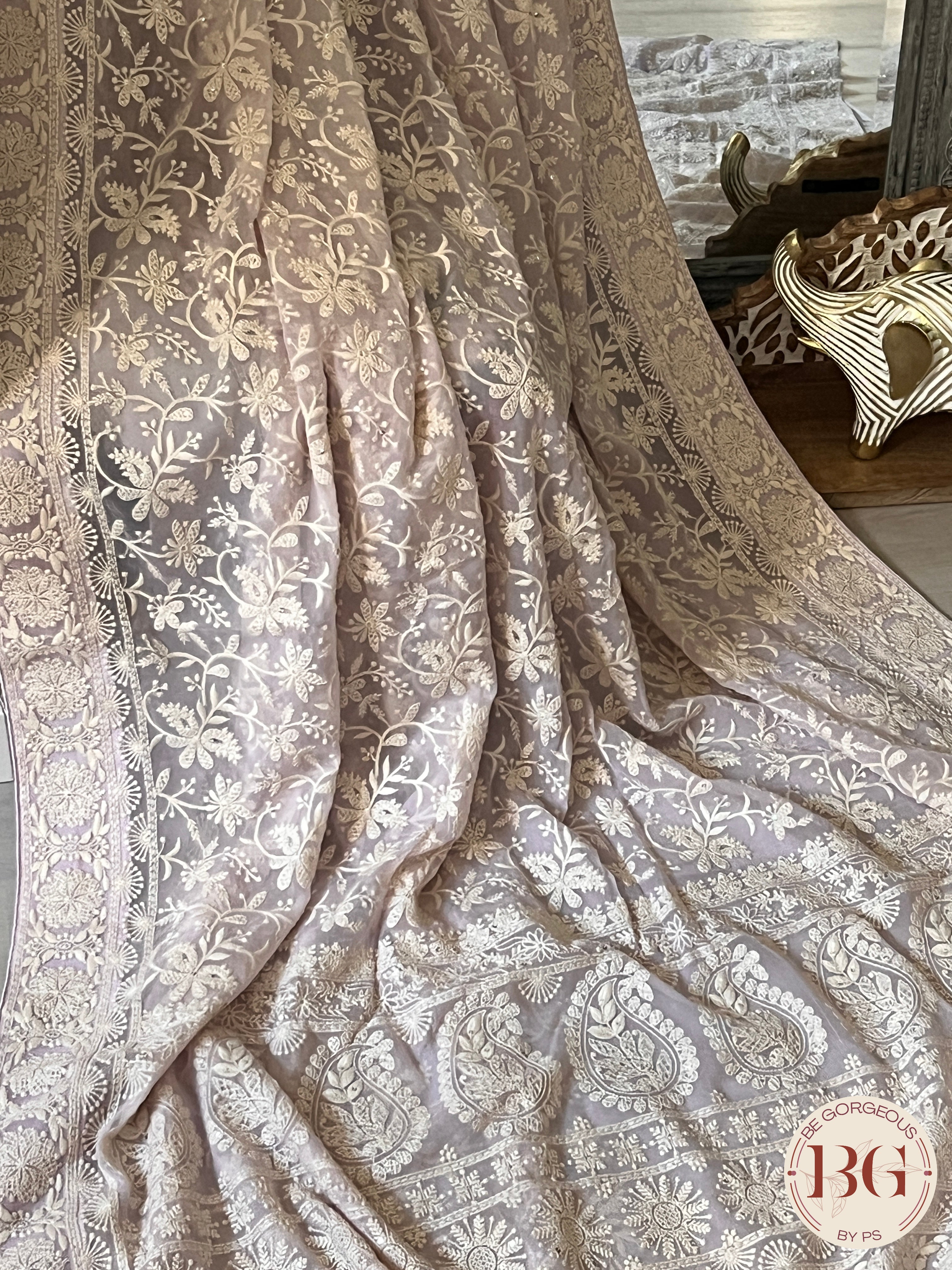 Chikankari with sequin Lavendar