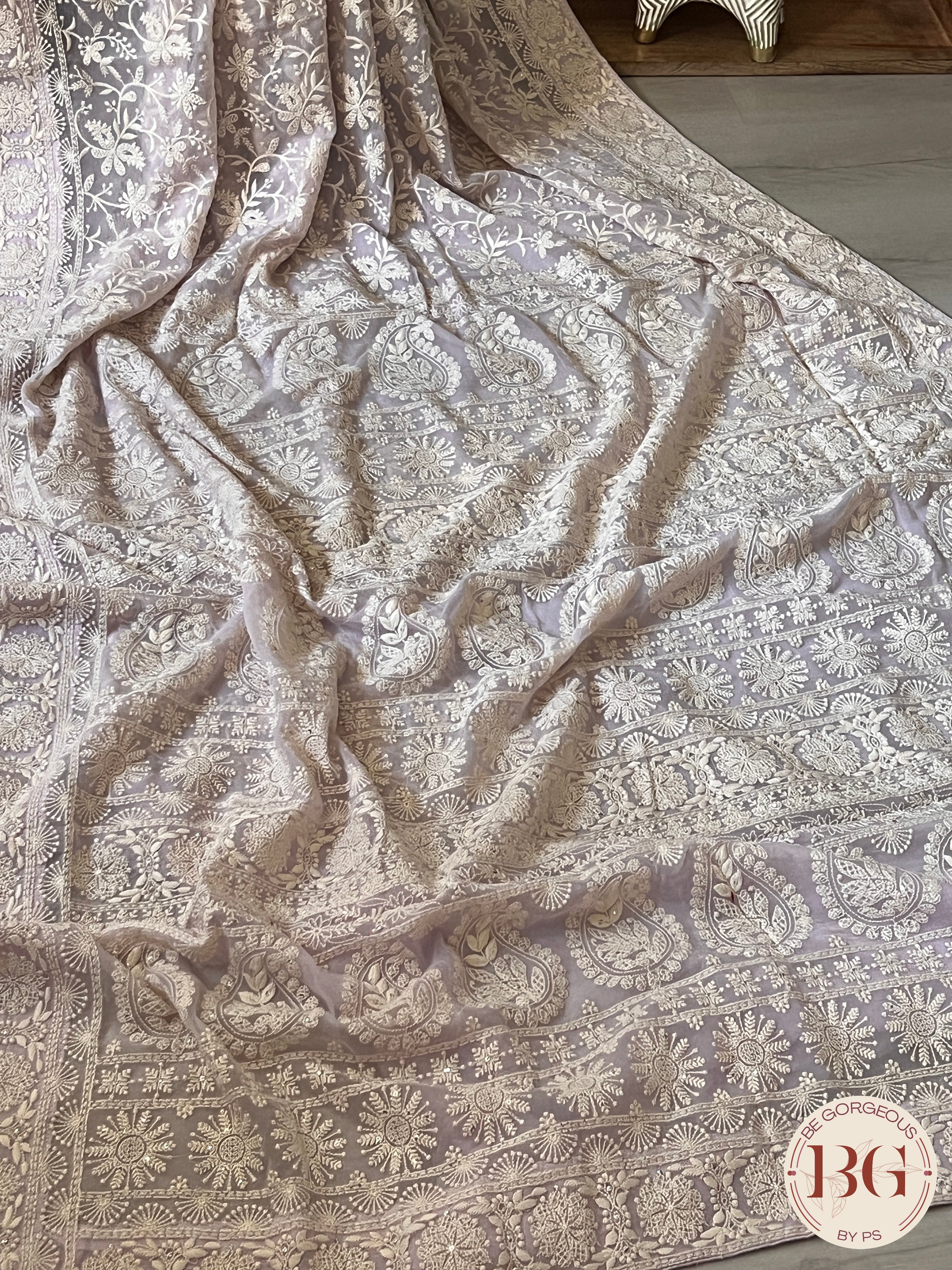 Chikankari with sequin Lavendar