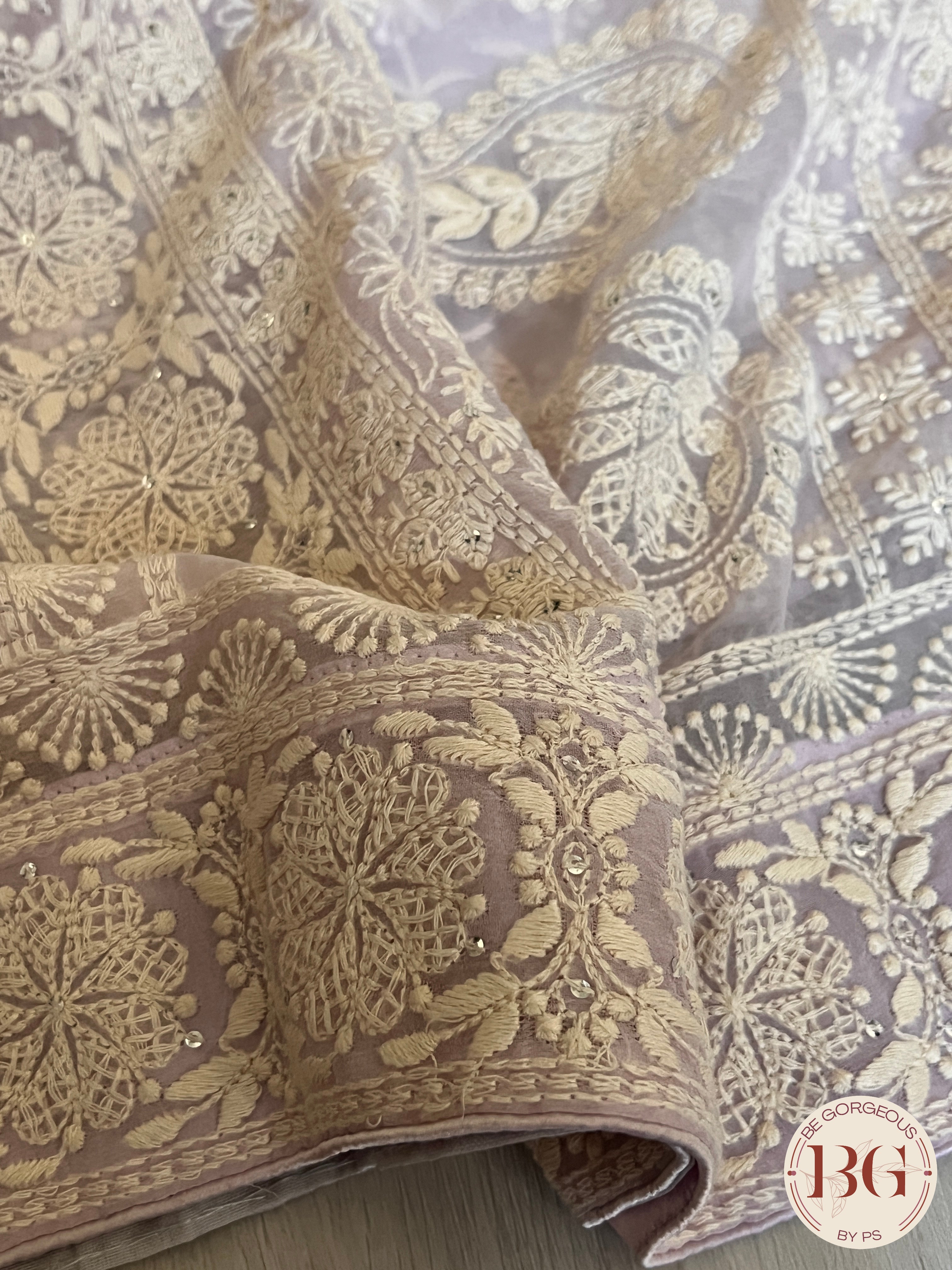 Chikankari with sequin Lavendar