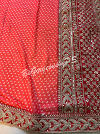 BANDHEJ GEORGETTE KATDANA BORDER RED