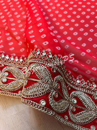 BANDHEJ GEORGETTE KATDANA BORDER RED