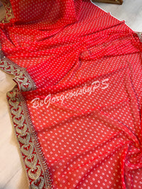 BANDHEJ GEORGETTE KATDANA BORDER RED