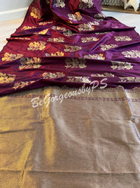 SOFT SILK GOLD ZARI WINE COLOR