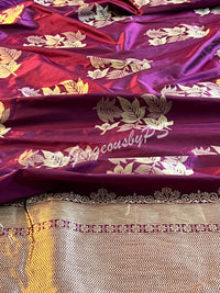 SOFT SILK GOLD ZARI WINE COLOR