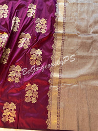 SOFT SILK GOLD ZARI WINE COLOR