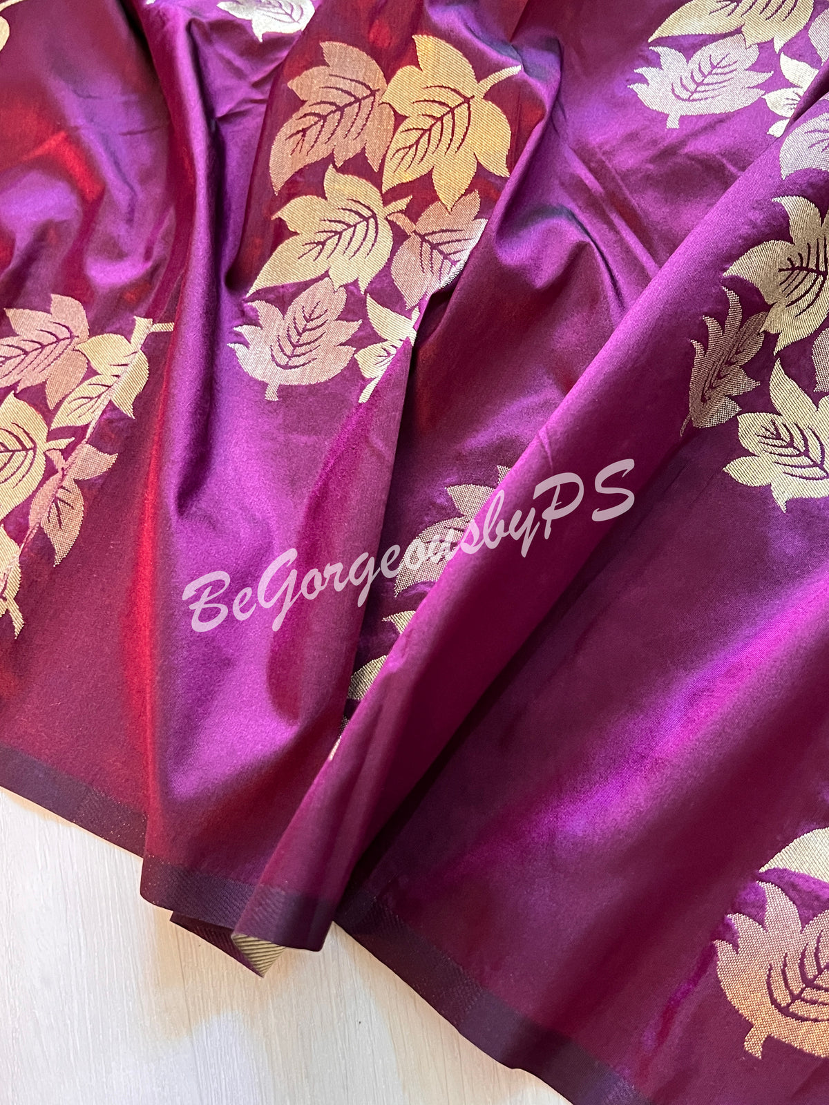 SOFT SILK GOLD ZARI WINE COLOR