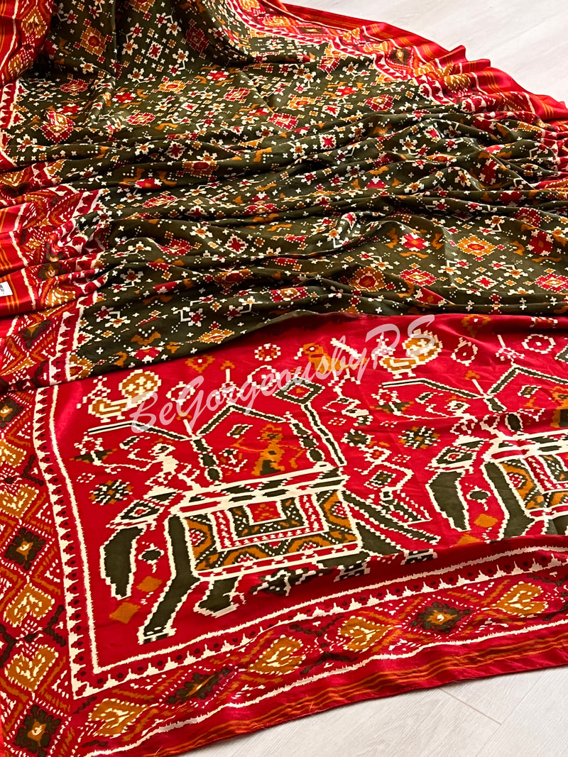 PATOLA PRINTED SOFT SILK MEHENDI GREEN