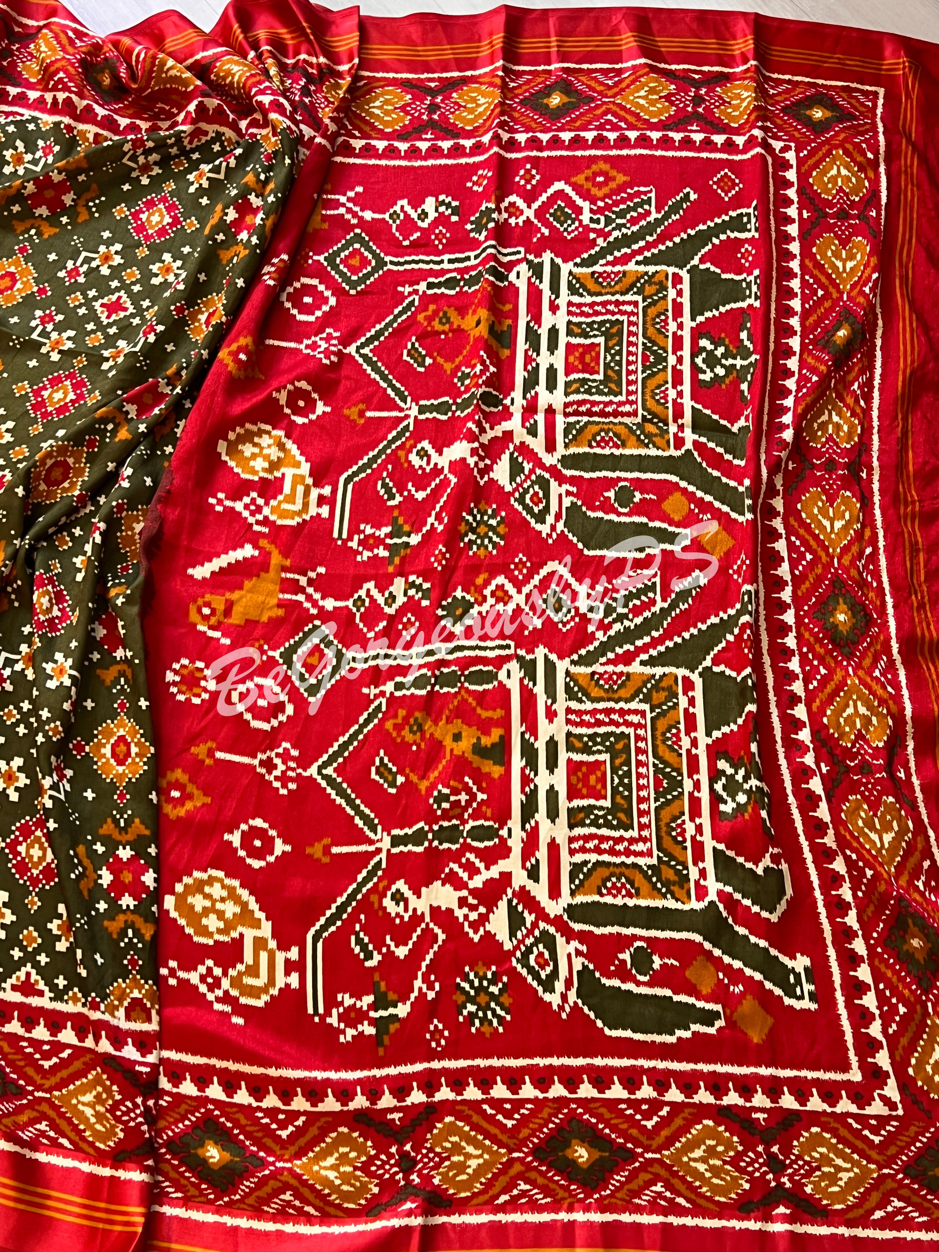 PATOLA PRINTED SOFT SILK MEHENDI GREEN