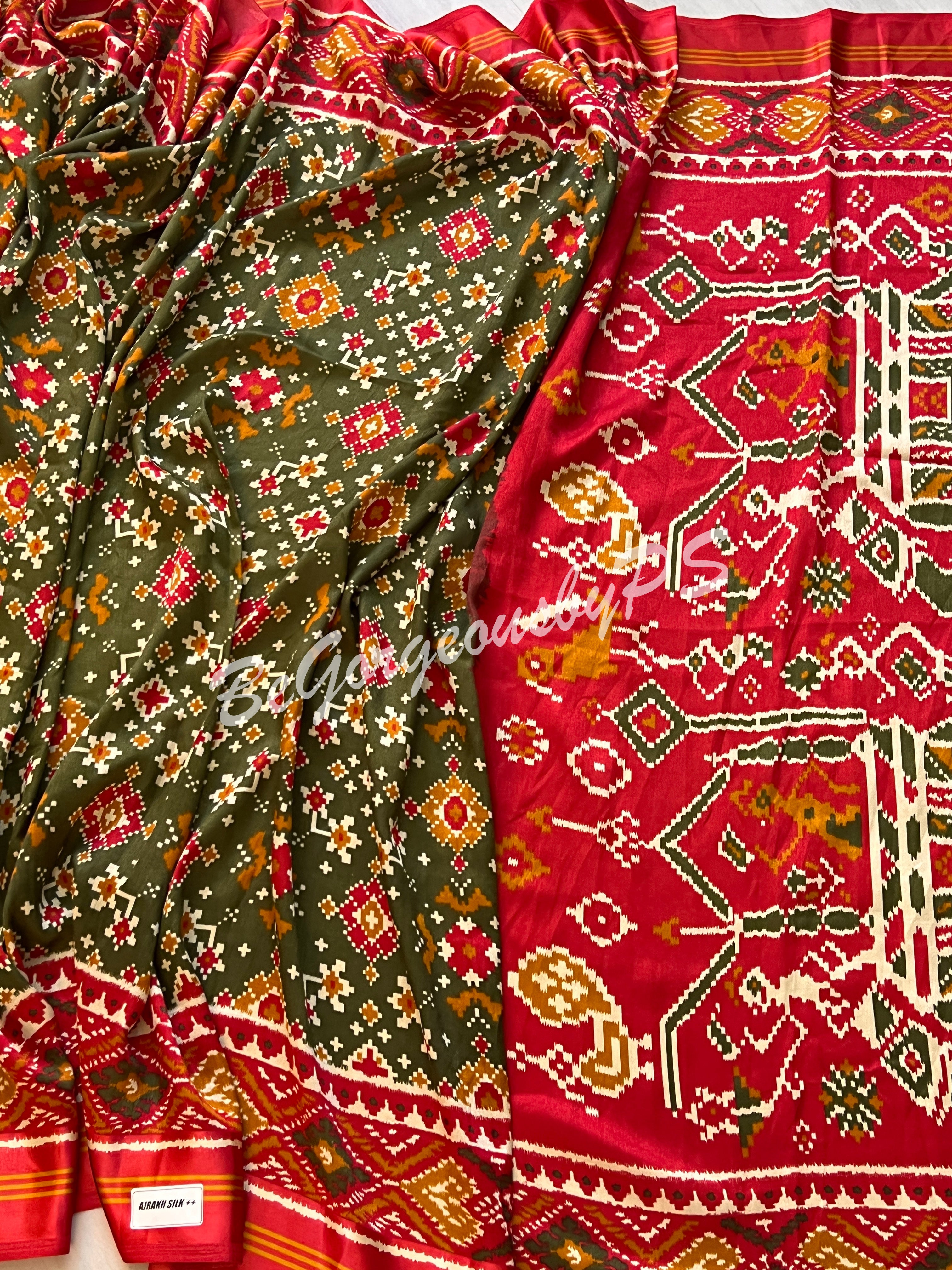 PATOLA PRINTED SOFT SILK MEHENDI GREEN