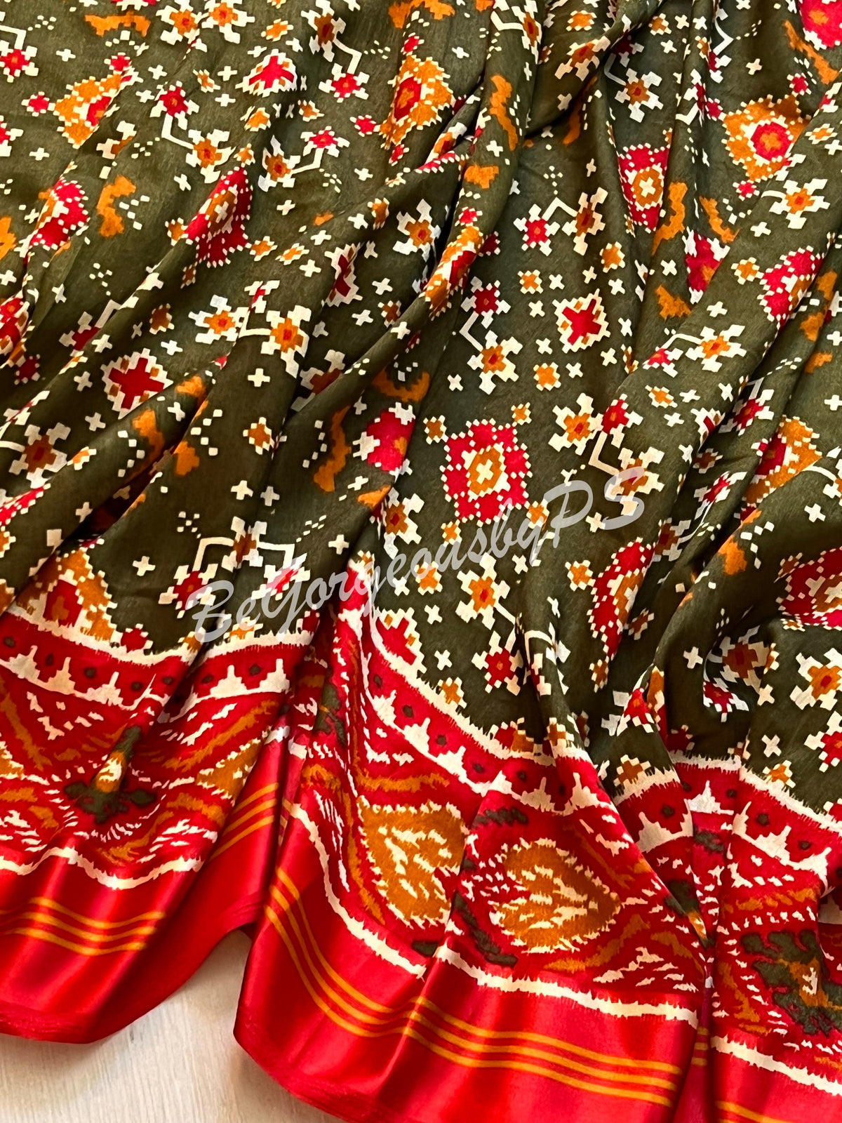 PATOLA PRINTED SOFT SILK MEHENDI GREEN