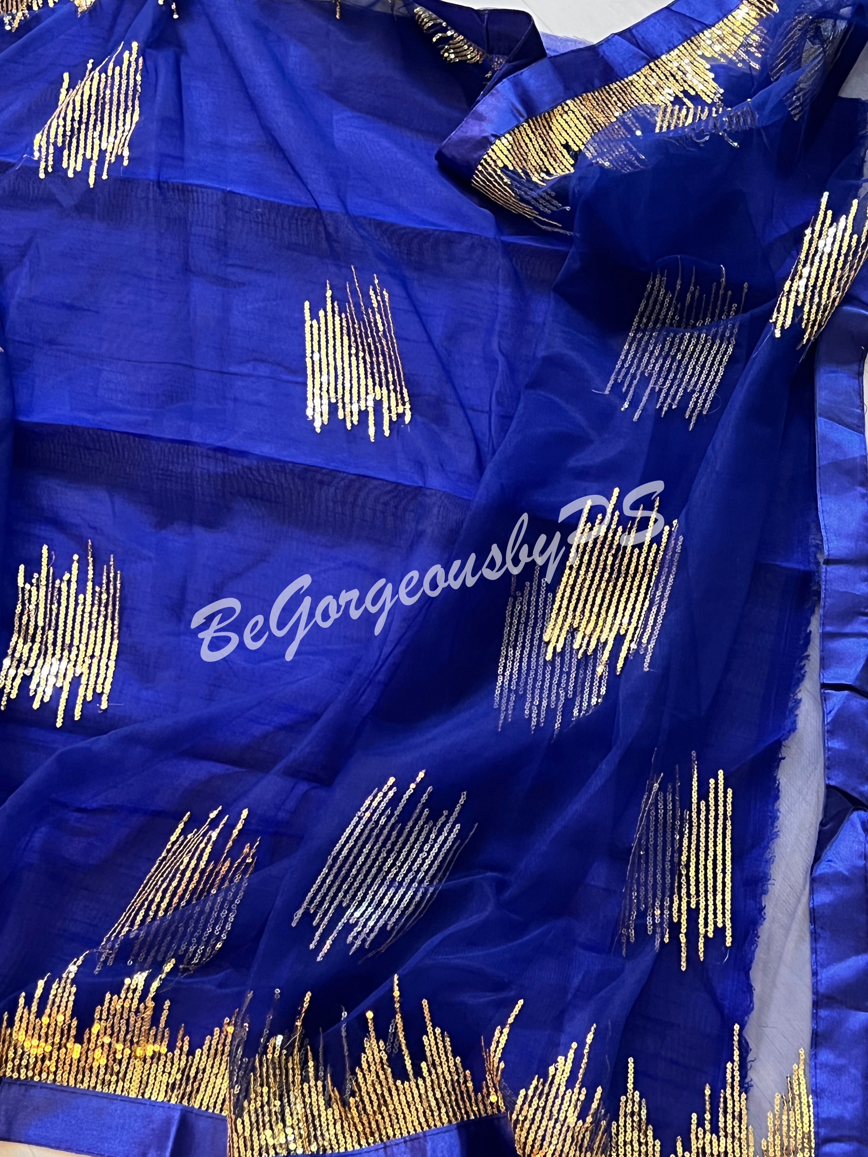 NET SEQUENCE ROYAL BLUE SAREE