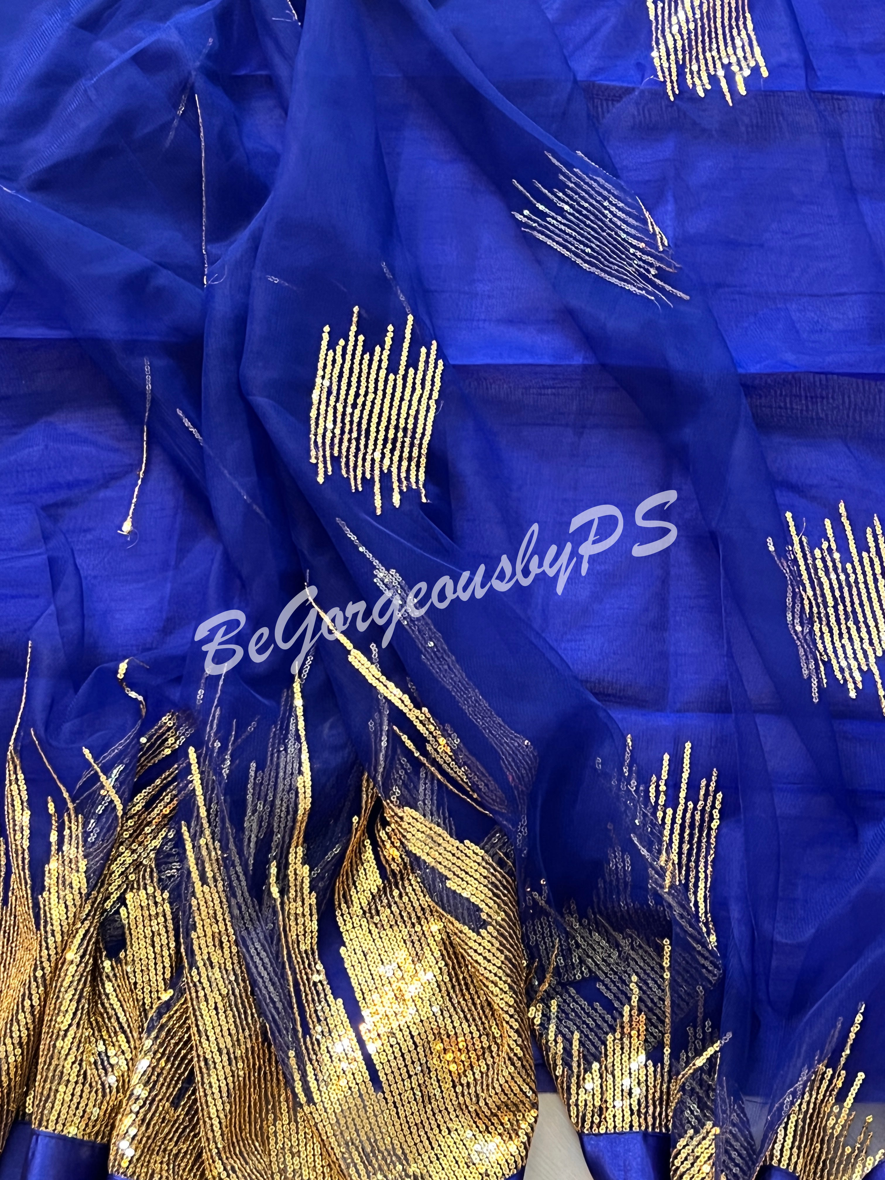 NET SEQUENCE ROYAL BLUE SAREE