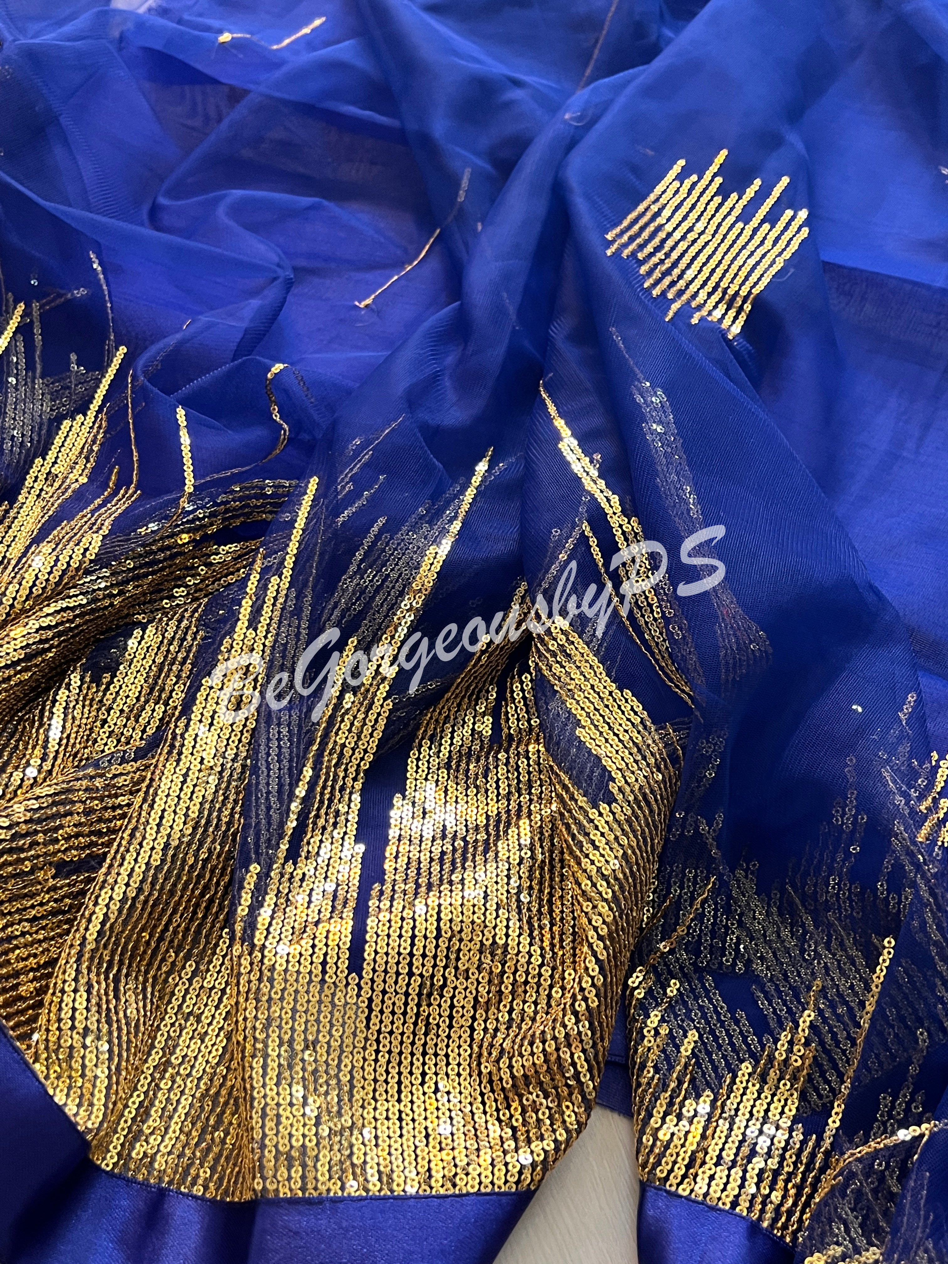 NET SEQUENCE ROYAL BLUE SAREE