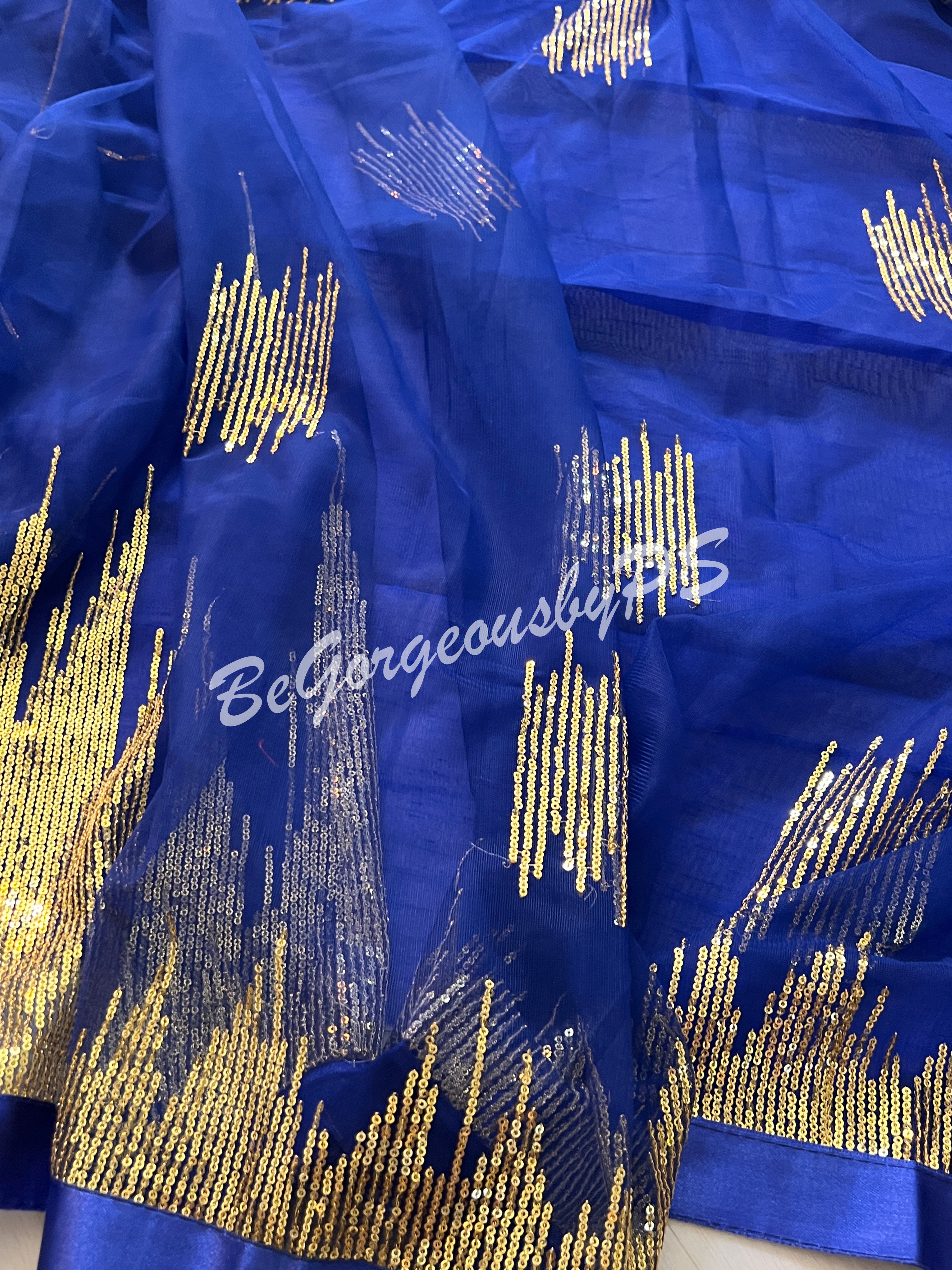 NET SEQUENCE ROYAL BLUE SAREE