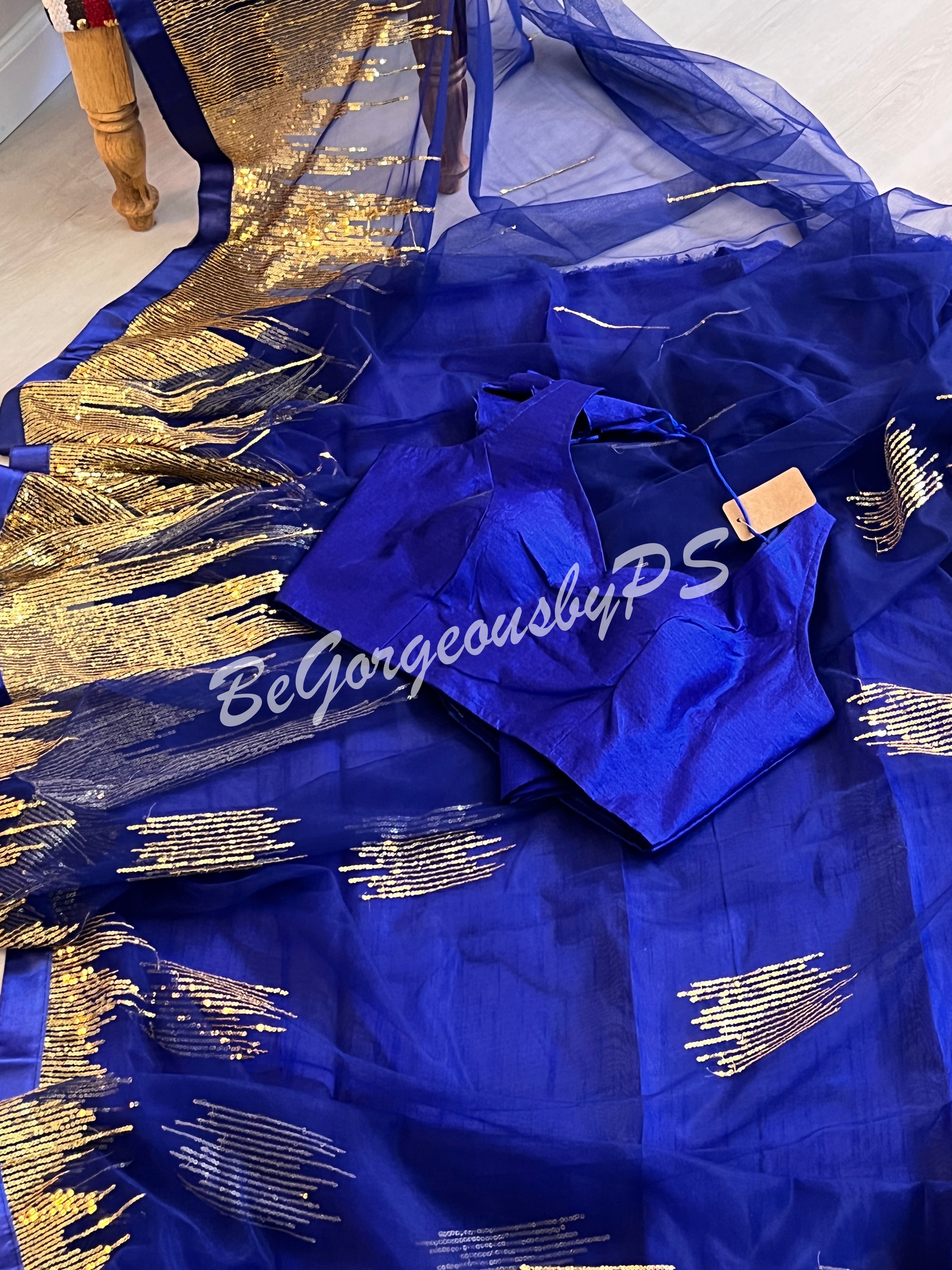 NET SEQUENCE ROYAL BLUE SAREE