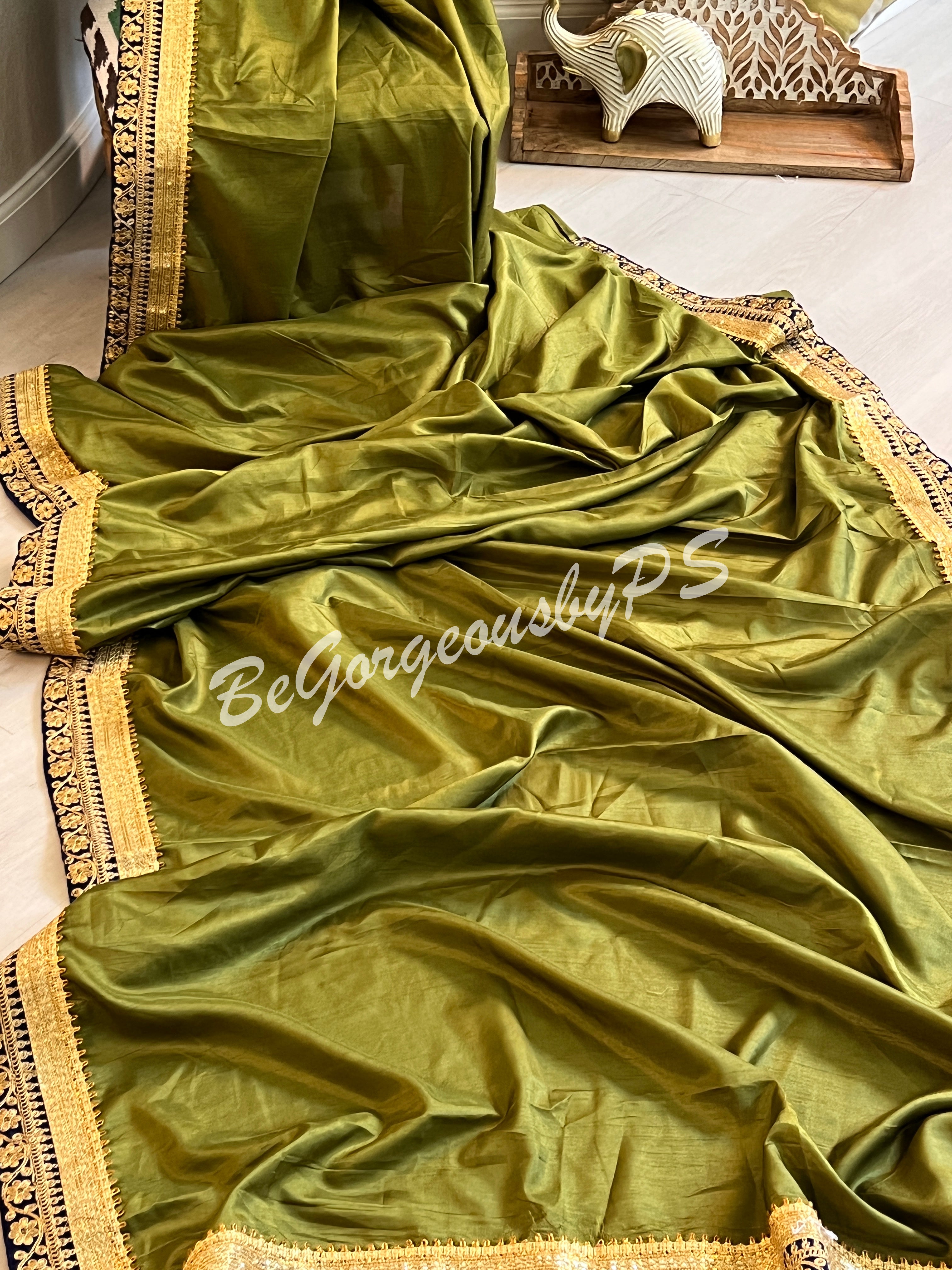 DOLA SILK EMBROIDERY MEHENDI GREEN