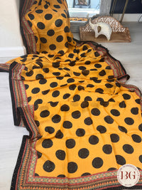 Georgette with sequin Yellow Polka Dots