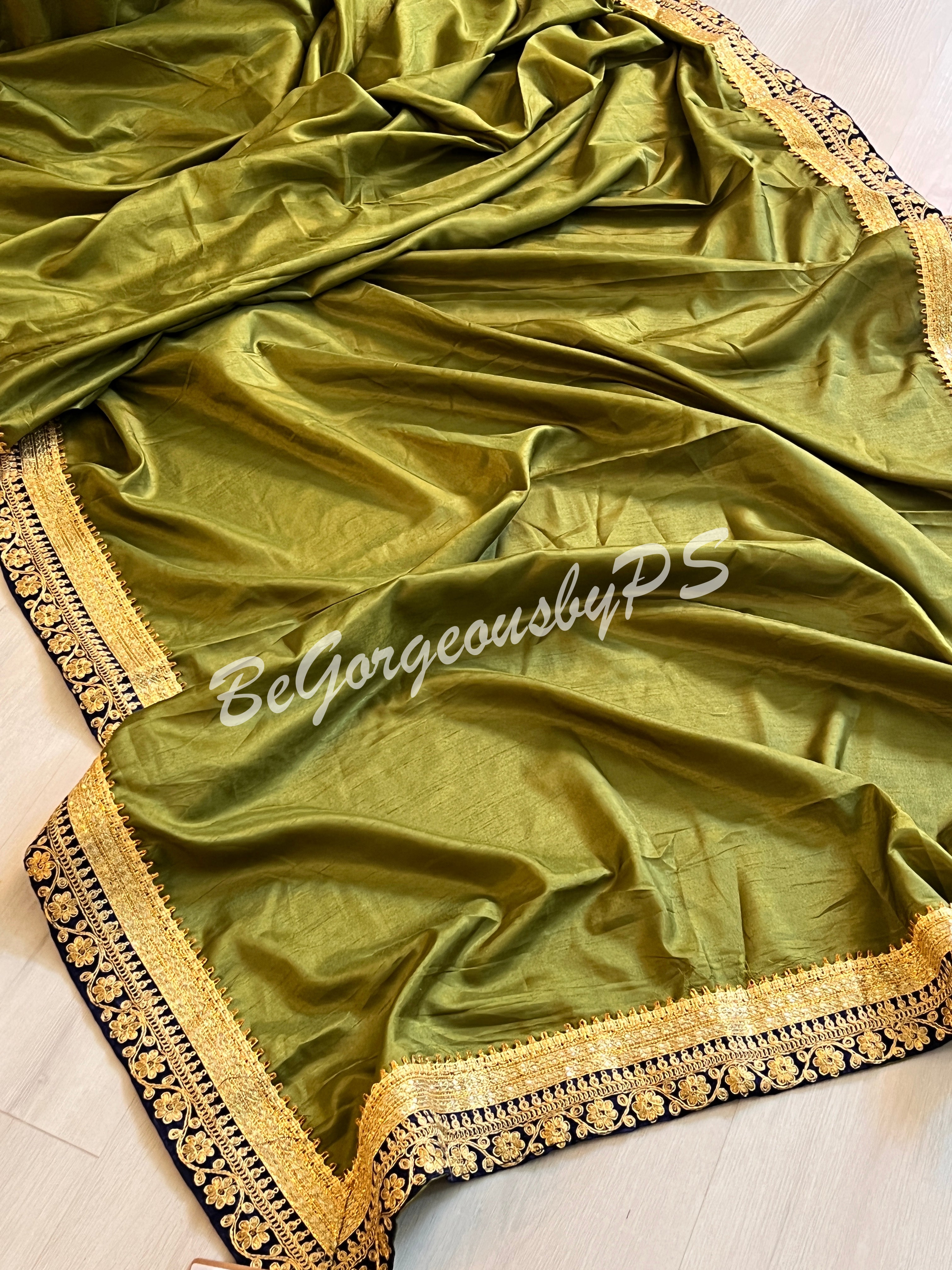 DOLA SILK EMBROIDERY MEHENDI GREEN